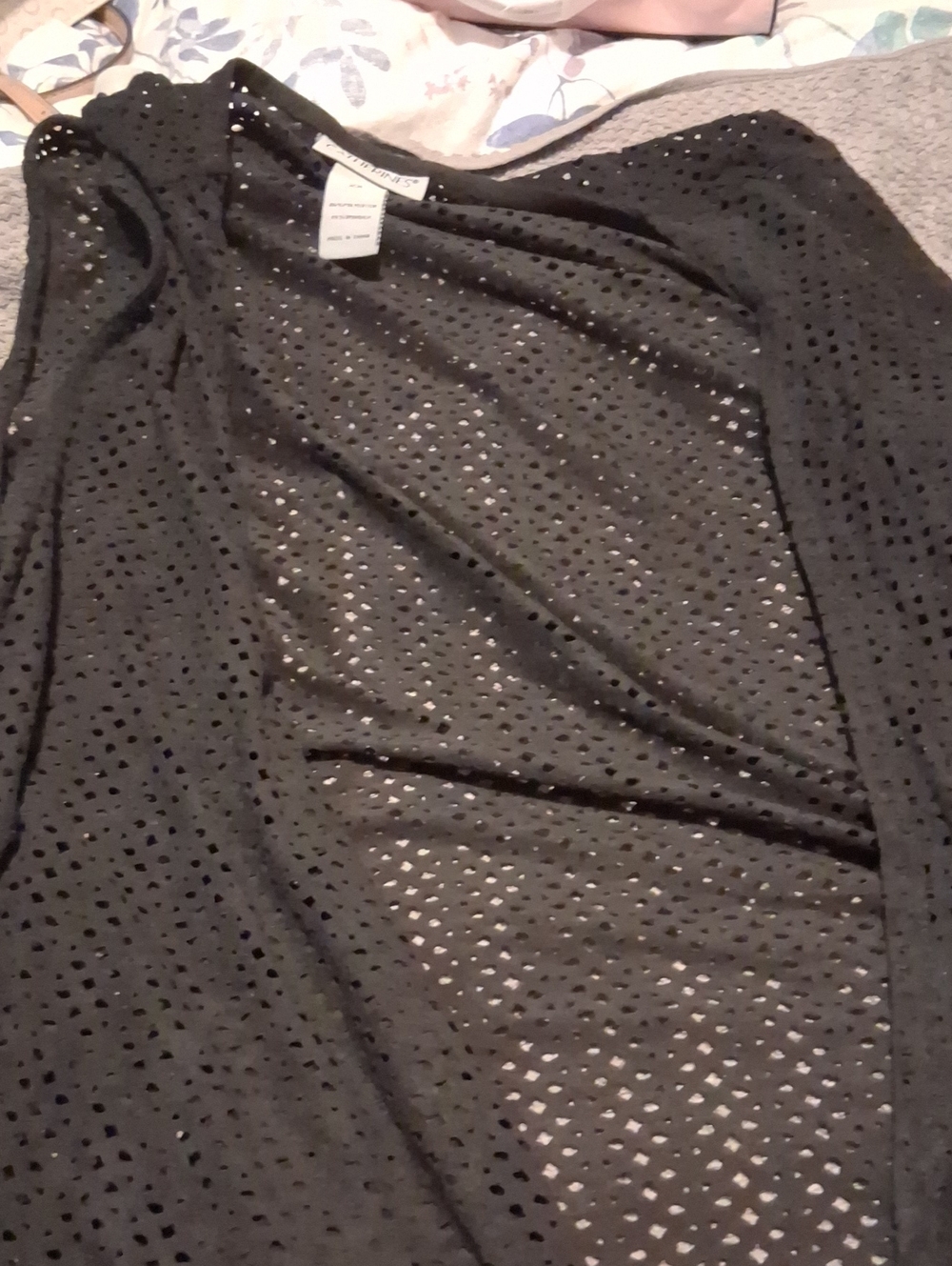 Catherines Black Eyelet Open-Front Vest